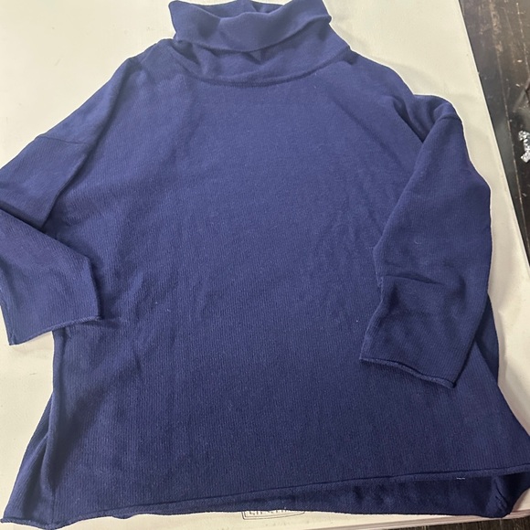 Eileen Fisher Blue Turtleneck Sweater Large